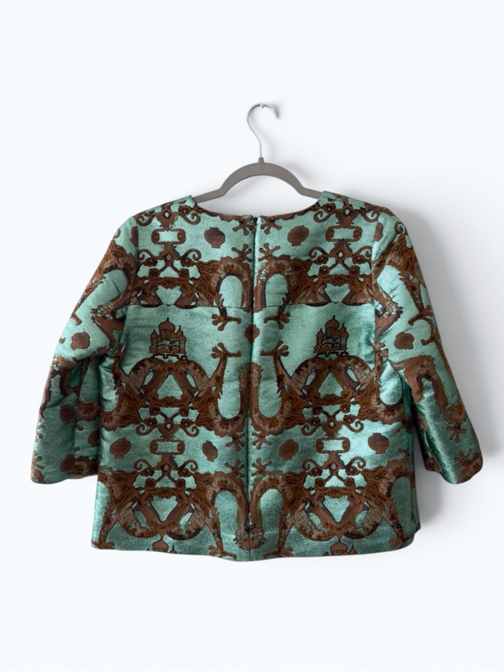 Designer Issa London Metallic Dragon Jacquard Top, Size 10, MSRP $450 - Picture 2 of 4